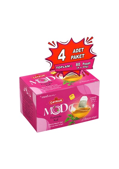 Mod Formda Kal Bardak Poşet Çay 2x20 40gr. Dörtlü Paket