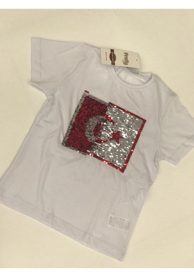 Pretty Çocuk Ay Yıldız Paletli T-shirt Beyaz