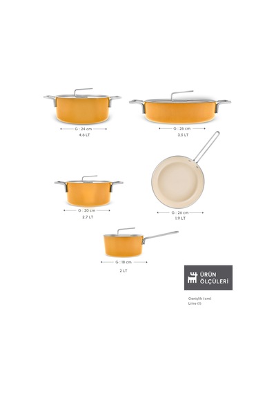 Karaca X Refika Swiss Crystal 9 Parça Tencere Seti Mustard Yellow Sarı