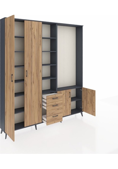 Arges Dolap 13 Raflı 3 Çekmeceli 4 Kapaklı 220x30x243 Antrasit-çam/çam Atlas Çam/atlas Çam Arges Dolap 13 Raflı 3 Çekmeceli 4 Kapaklı 220x30x243 Antrasit-çam/çam Atlas Çam/atlas Çam