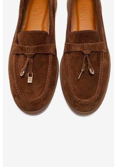 Luvishoes Ilvena Taba Süet Hakiki Deri Kadın Loafer Ayakkabı