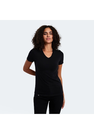 Slazenger VIVEK Kadın V Yaka Siyah Tişört