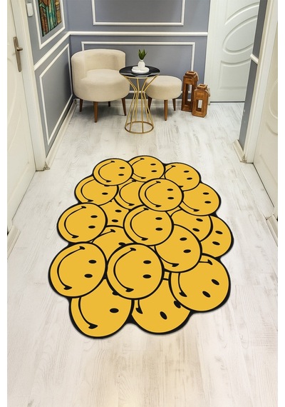 Modern Desenli Dijital Baskı Kaymaz Taban Halı H0894 Renkli