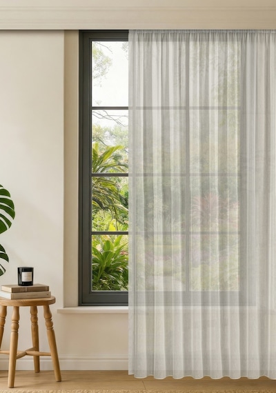 Gauze Fabric Design Bambu İpeksi Dokulu Tül Perde Normal Pile 1 X 2.5 Krem