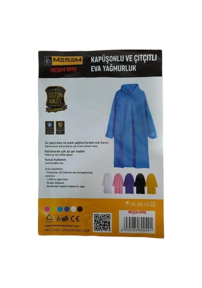 8998 Kapüşonlu Ve Çıtçıtlı Eva Yağmurluk Renksiz