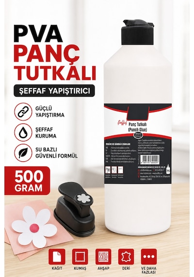 Panç Tutkalı 500 Gr Şeffaf Punch Glue Güçlü Esnek Yapıştırıcı Kuruyunca Şeffaflaşır