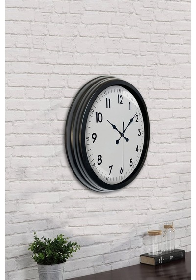 40 Cm Siyah Metal Standart Duvar Saati Standart Metal Siyah Kadran Pl-4005b