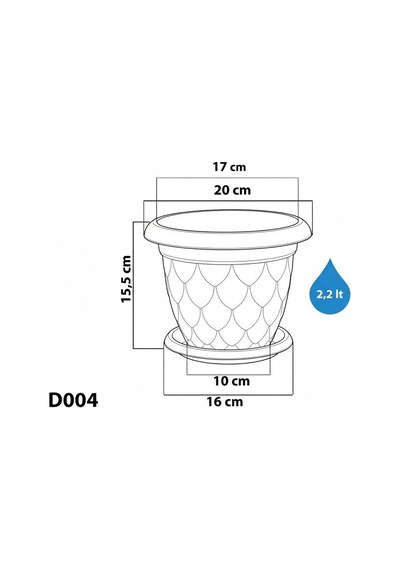Omnipazar So-d004 Damla Desen Tabaklı Saksı Takımı 1.2 Litre No:4 Kiremit 108