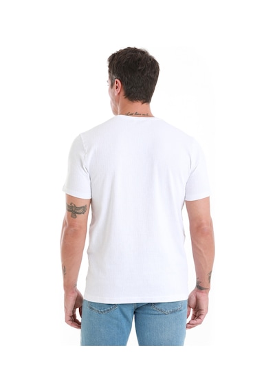 Hatemoğlu Beyaz Regular Fit Jakarlı Bisiklet Yaka Tişört 35103024c005 001 Beyaz