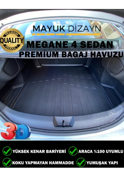 Renault Megane 4 Sedan 2016 Ve Üzeri Model Araca Özel 3d Bagaj H