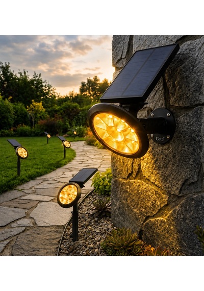 Solar Kazıklı Bahçe Armatürü 18w Amber Işık Ip65 Güneş Enerjili Dış Mekan Aydınlatma Bx-316751 Rekli