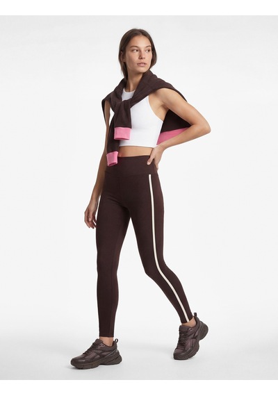 Koton Yüksek Bel Biyeli Slim Fit Spor Tayt Kahverengi 6wak40265nk Kahverengi