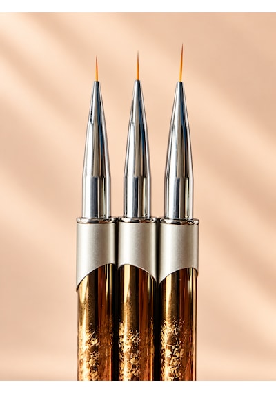 3'lü Kapaklı İnce Nail Art Detay Çizim Ve French Fırça Seti Bronz Lın-006