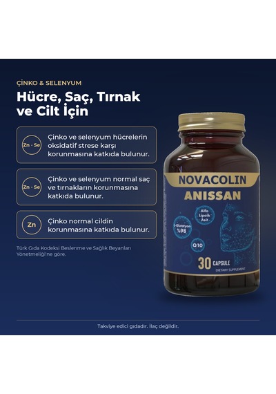 Novacolin Anissan L-glutatyon Alfa Lipoik Asit Q10 30 Kapsül