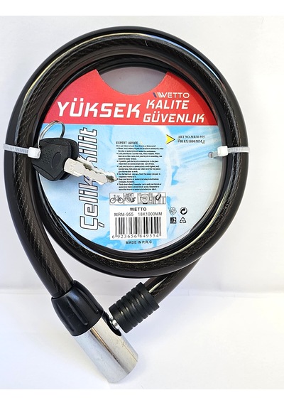 Wetto Çelik Kilit 18x1000 Mm Anahtarlı Bisiklet & Motosiklet Güvenlik Kilidi Siyah