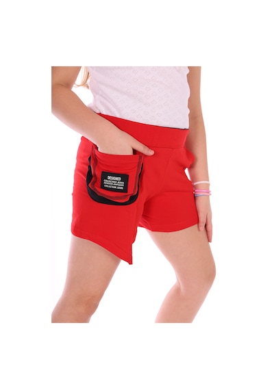Toontoy Kids Toontoy Kız Çocuk Yanı Armalı Cepli Şort Kırmızı