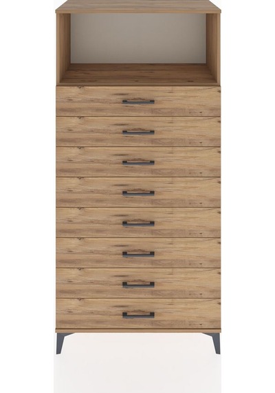 Hyperion Dolap Tek Raflı 8 Çekmeceli 88x44x182 Çam-çam Çam