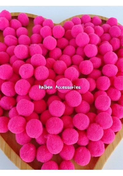 100 Adet 2cm Pompom Fuşya Peluş Yumuşak Ponpon