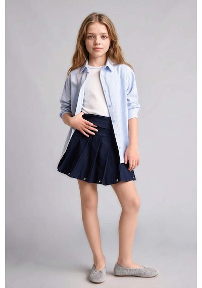 Defacto Pileli Gabardin Lacivert Mini Etek Kız Çocuk H9206a826aunv31 Lacivert-nv31