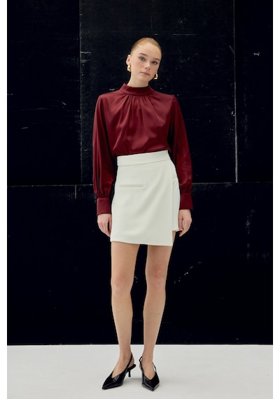 Sateen Talia Şort Etek - Ekru-137065 Ekru