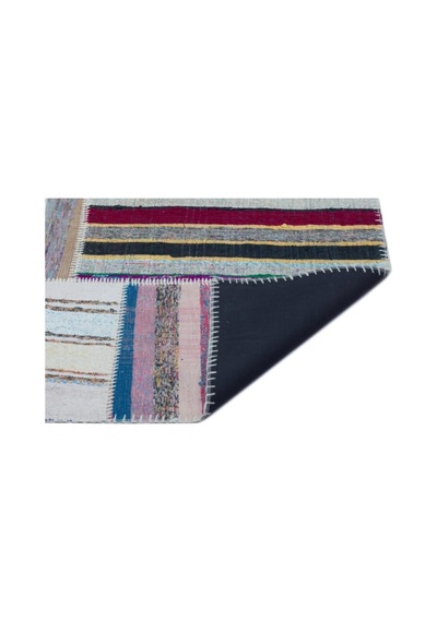 El Dokuması Patchwork Vintage Yün-pamuk Çizgili Halı 25414 160 X 226 Çok Renkli