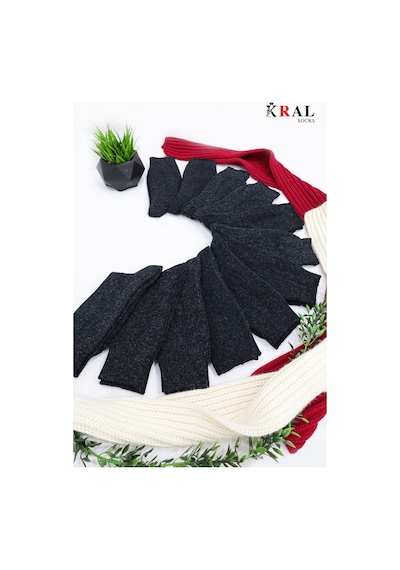 Kral Socks Çorap 12 Çift Kışlık Yün Çorap Lambswool Özel Kuzu Yünlü Kadınlar Için Termal Özellikli Siyah