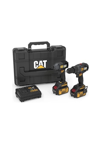 Cat Dx12k.2 18volt/4.0ah Li-ion Çift Akülü Kömürsüz Profesyonel Şarjlı Darbeli Matkap + Dx71.2 Kömür
