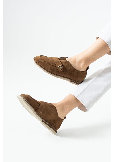 Dericia Shoes Glamour Hakiki Deri Süet Kadın Günlük Rahat Casual Ayakkabı Turuncu