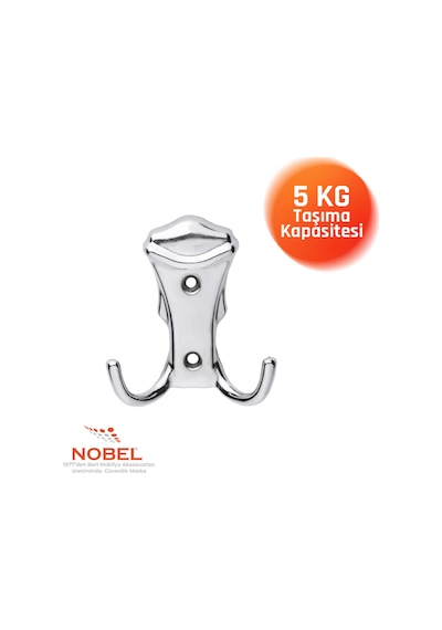 Kobra Askı, Metal Vestiyer Askısı, Krom, Duvar Ve Dolap Askılığı 5'li Set Vidalı