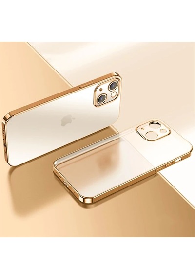 Apple iPhone Uyumlu 13 Mini Renkli Kenar Şeffaf Kılıf Kamera Korumalı Silikon Kılıf- 5775 Mor