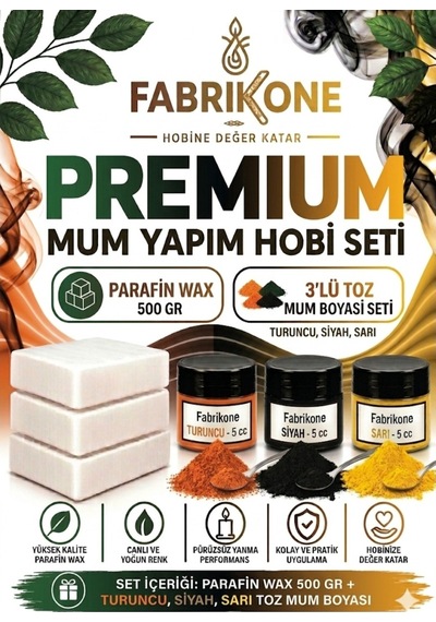 Premium Mum Yapım Hobi Seti - Parafin Wax 500 Gr - 3'lü Toz Mum Boyası Seti - Turuncu, Siyah, Sarı Bkfabpw5003tssr Karışık