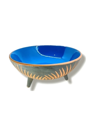 Dekoratif Ayaklı Kase 25cm Mavi