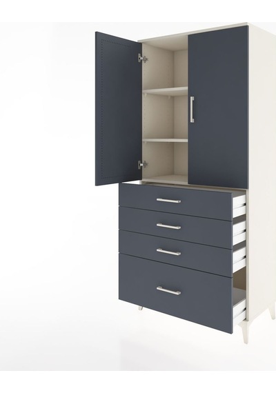 Hyperion Dolap 3 Raflı 4 Çekmeceli 2 Kapaklı 88x44x195 Aytaşı-antrasit Aytası