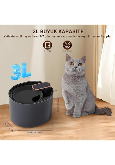 Coofbe Sessiz Akıllı 3litre Kedi Köpek İçin Otomatik Su Pınarı Kedi Su Kabı Kedi Köpek Su Pınarı
