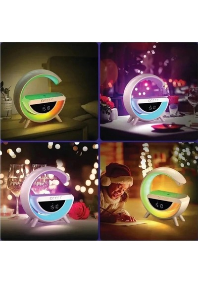 Tepe Işıklı Led Kablosuz Masaüstü Hoparlörü Şarj Standı G Şekil Müzik Makinesi Wireless