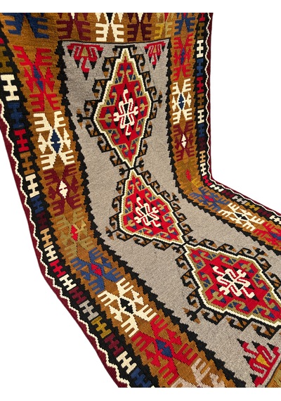 Kök Boya Yahyalı Kilim 106x200 Renkli %100 Yün Kilim