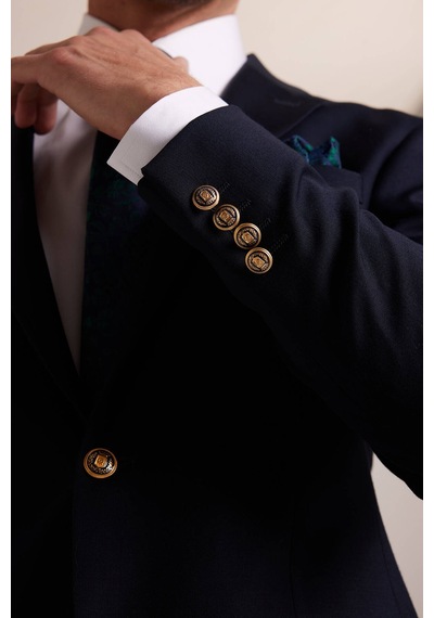 Ysf Erkek Lacivert Regular Fit Yünlü Blazer Ceket 001