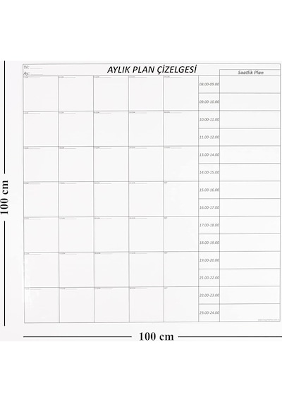 Aylık, Haftalık, Günlük, Saatlik Planlayıcı Kendiliğinden Yapışkansız Tutunan Statik Pano, Elek Tek Renk
