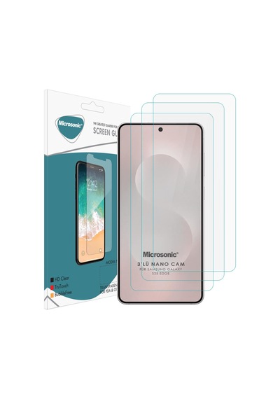 Microsonic Samsung Uyumlu Galaxy S25 Edge Screen Protector Nano Glass Cam Ekran Koruyucu 3 Lü Paket