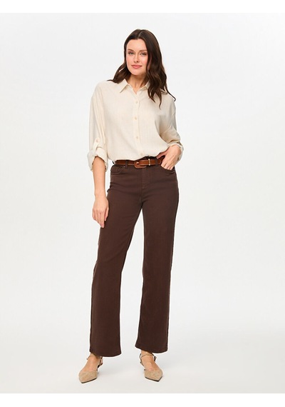 Faik Sönmez Wide Leg Fit Likralı Jean Pantolon S26jpn015 Us26jpn01583 Koyu Kahve
