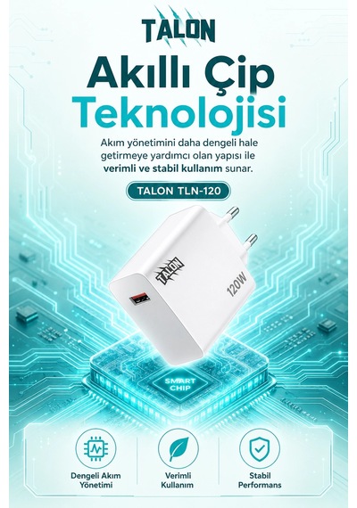 Akıllı Çip Korumalı 120w Hızlı Şarj Cihazı Kablo Dahil Güvenli Dolum Seti Diğer
