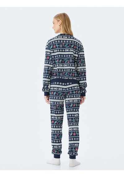 Koton Yılbaşı Temalı Baskılı Pijama Takımı Lacivert Desenli 5wlk40295mk Lacivert Desenli Lacivert