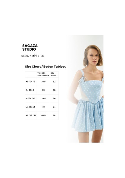 Sagaza Studio Ss6077 Pileli Mini Etek Mavi