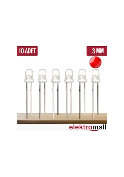 3Mm Şeffaf Led - 10 Adet Kırmızı