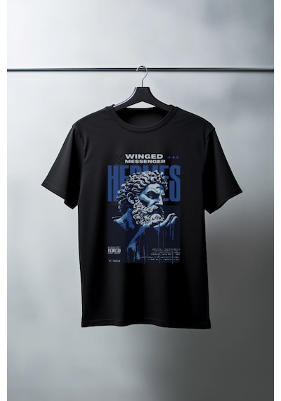Unisex Oversize 24/1 Penye Dtf Baskılı Tişört - Dtf76 Beyaz
