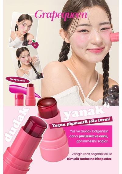 Elensilia Plush Jelly Yanak Ve Dudak Renklendirici Jel Tint Elensilia Plush Blush And Lip 03 Grape Queen