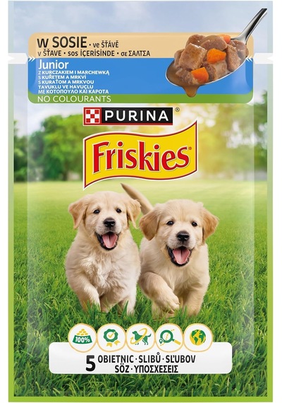 Friskies Yavru Köpekler İçin Tavuklu Havuçlu Yaş Mama 85 Gram, 26 Adet