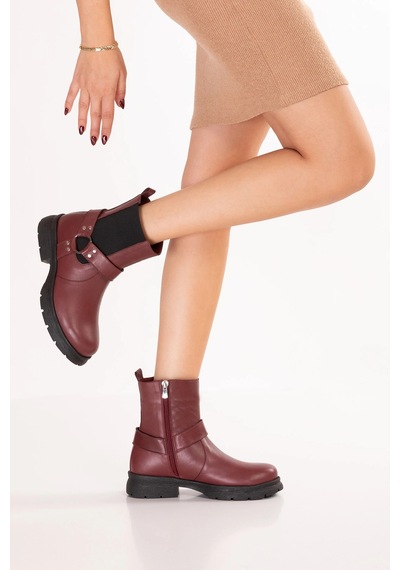 Gondol Hakiki Deri Hafif Light Taban Günlük Rahat Bot Anl.2798 Bordo
