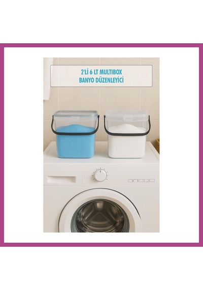 Gees Global 2 Li Multibox Deterjanlık Kutusu & Banyo Düzenleyici & Saklama Kutusu 6 Lt Şeffaf Gbzs
