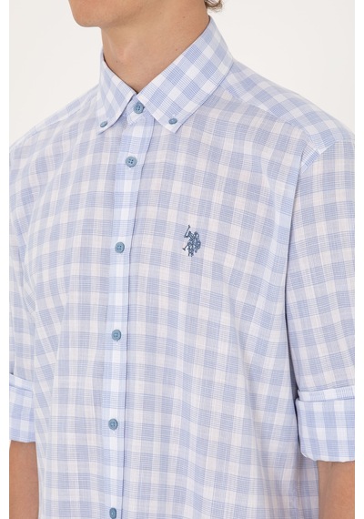 U.s. Polo Assn. Erkek Açık Mavi Gömlek Desenli 50306290-vr003 Acık Mavı